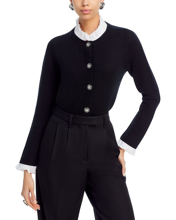 

Кардиган C by Bloomingdale's с кашемировой отделкой и оборками C by Bloomingdale's Cashmere, черный