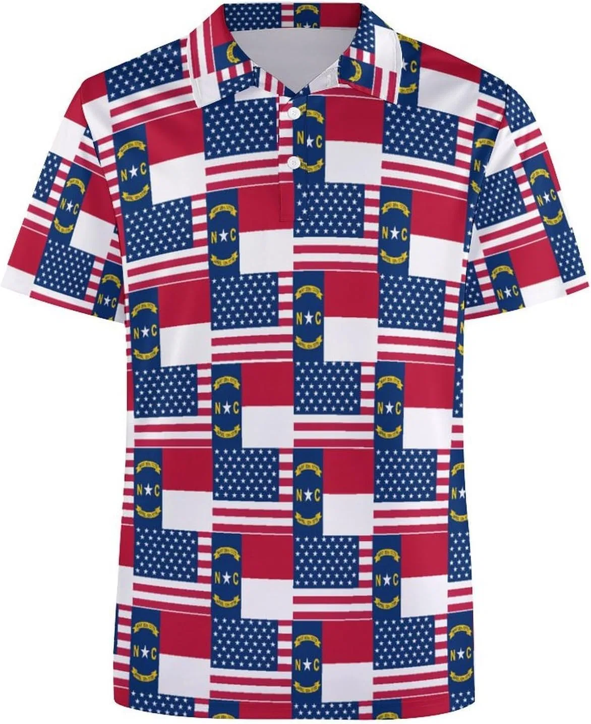 Женское поло с принтом флага США и Северной Каролины, Generic, Style — фото 4