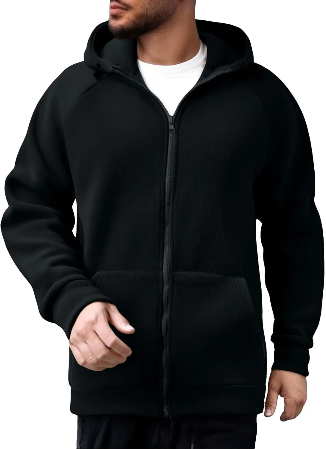 

Мужская флисовая толстовка с капюшоном на молнии