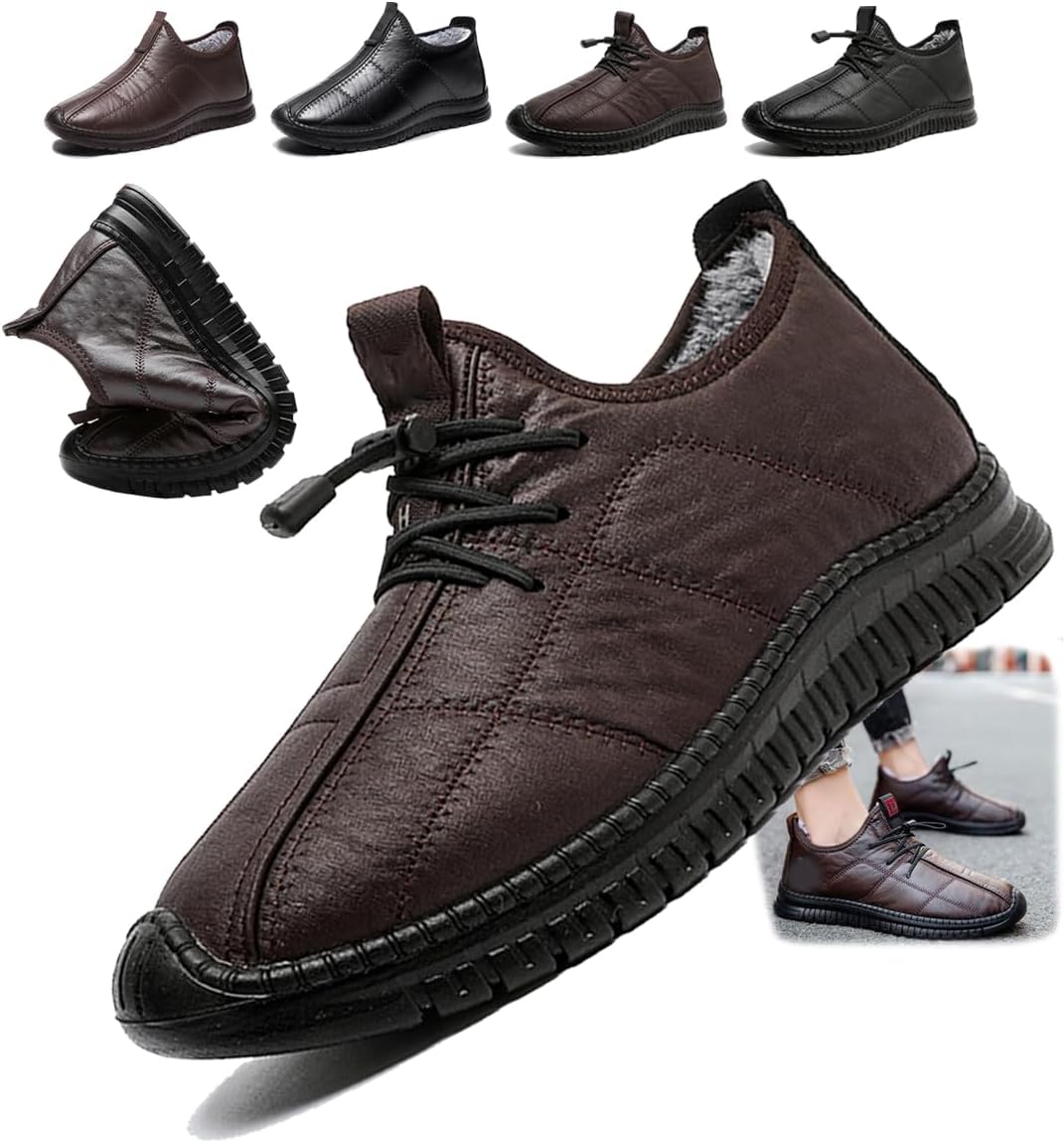 

Мужские зимние ботинки, утепленные флисом, с высокой и невысокой посадкой, водонепроницаемые с противоскользящей подошвой из ПУ, для работы на улице, походов, холодной погоды и повседневной носки Generic, Coffee-a 7.5