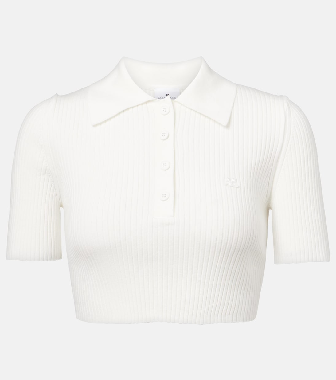 

Укороченная рубашка-поло из ребристой ткани Courrèges, Heritage White
