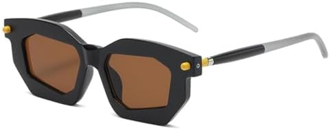 

Солнцезащитные очки Polygon для женщин, двухцветные, модные, с прозрачными линзами, в панк-оправе, с заклепками, уникальные, с защитой от УФ-излучения UV400 MTZJH, Black Tea