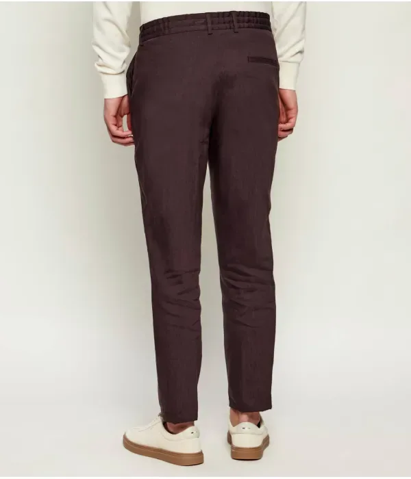 Льняные брюки P-Perin-RDS-WG-262 tapered fit Boss, коричневый — фото 4