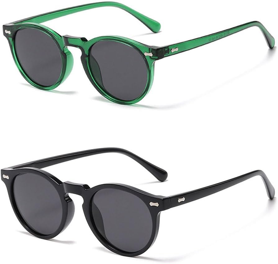 

Круглые поляризованные солнцезащитные очки в стиле ретро для женщин и мужчин, классические круглые солнцезащитные очки с защитой от УФ-излучения для ношения на открытом воздухе Ridering, Green+black