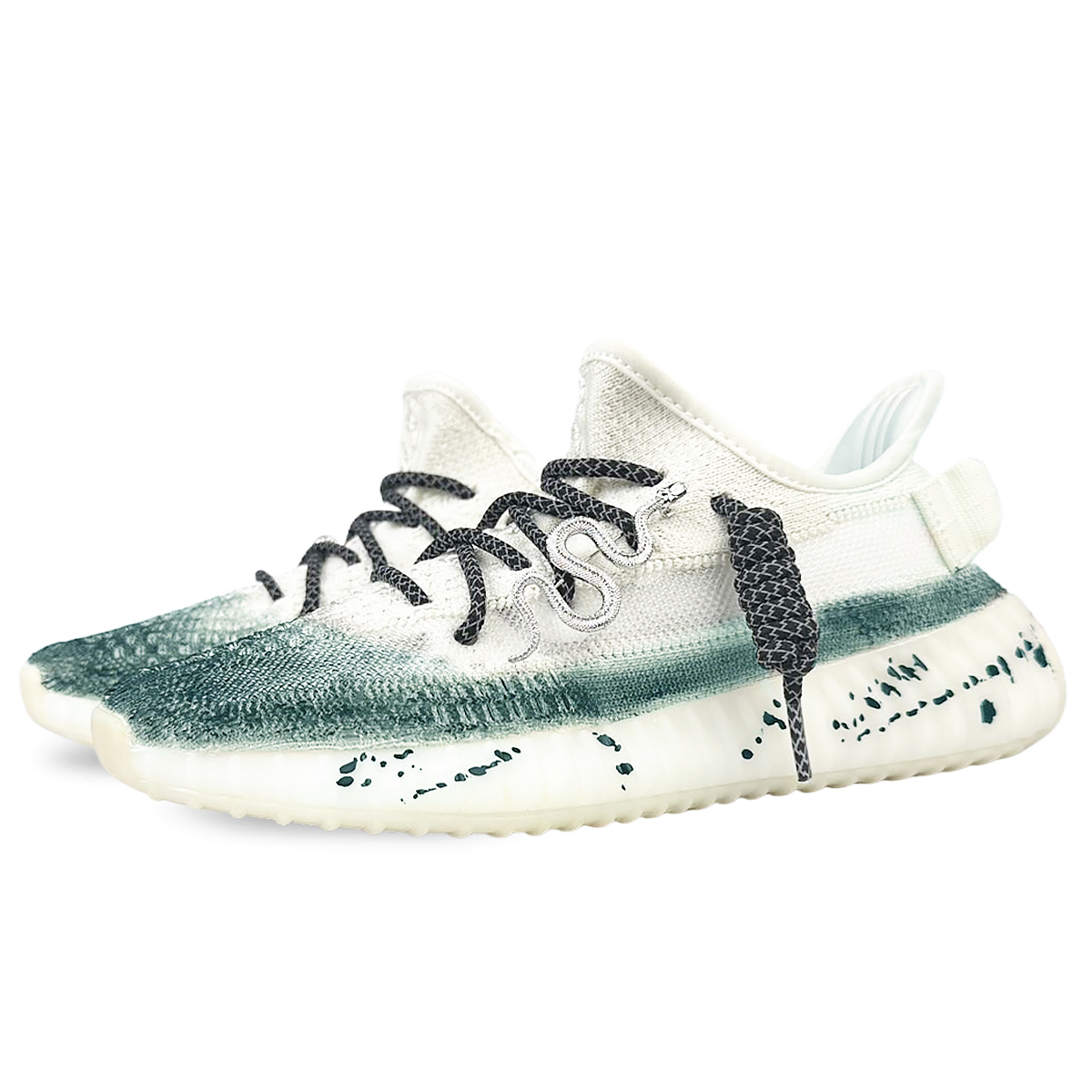 Yeezy Boost 350 V2 Устойчивые к истиранию низкие повседневные кроссовки Unisex Белый Зеленый Adidas Originals — фото 3