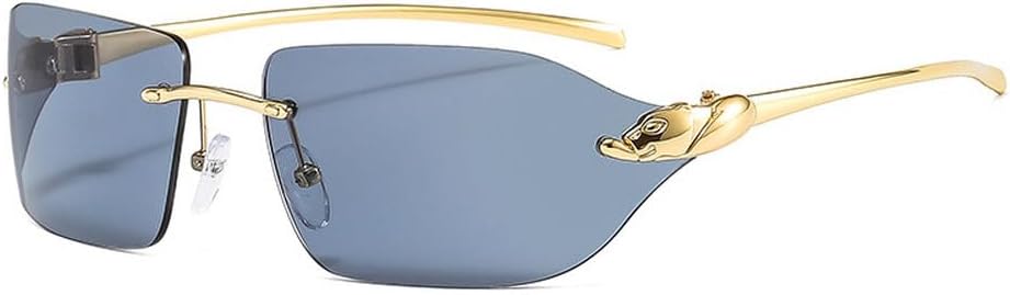 

Винтажные уникальные солнцезащитные очки для женщин, без оправы, с прозрачными линзами Ocean, мужские солнцезащитные очки с защитой от УФ-излучения UV400 HVTVTLA, Golden Gray