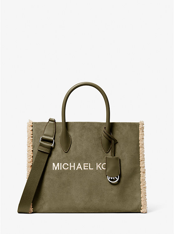 

Средняя замшевая сумка-шоппер Mirella с искусственным мехом Michael Kors, зеленый