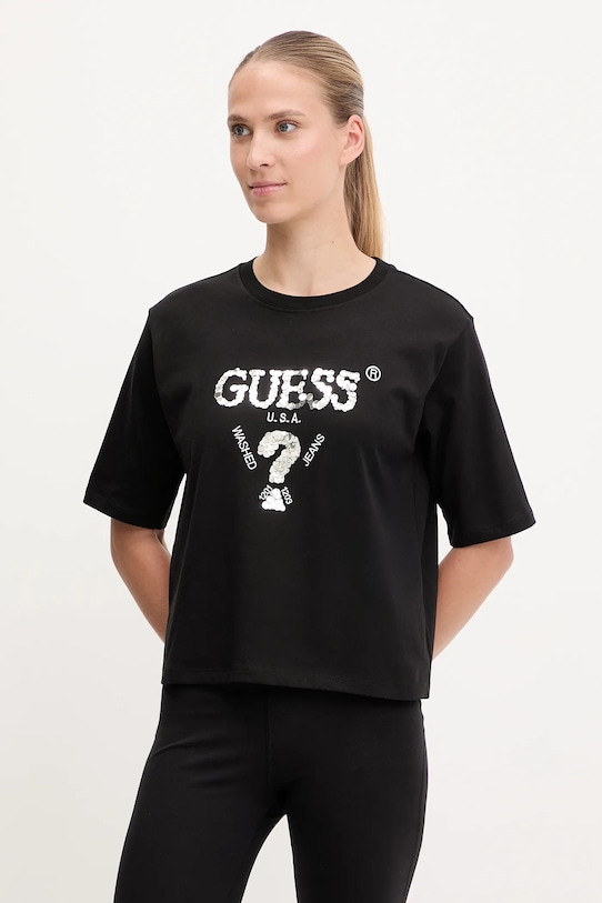 

Хлопковая футболка Aurélie Guess, черный