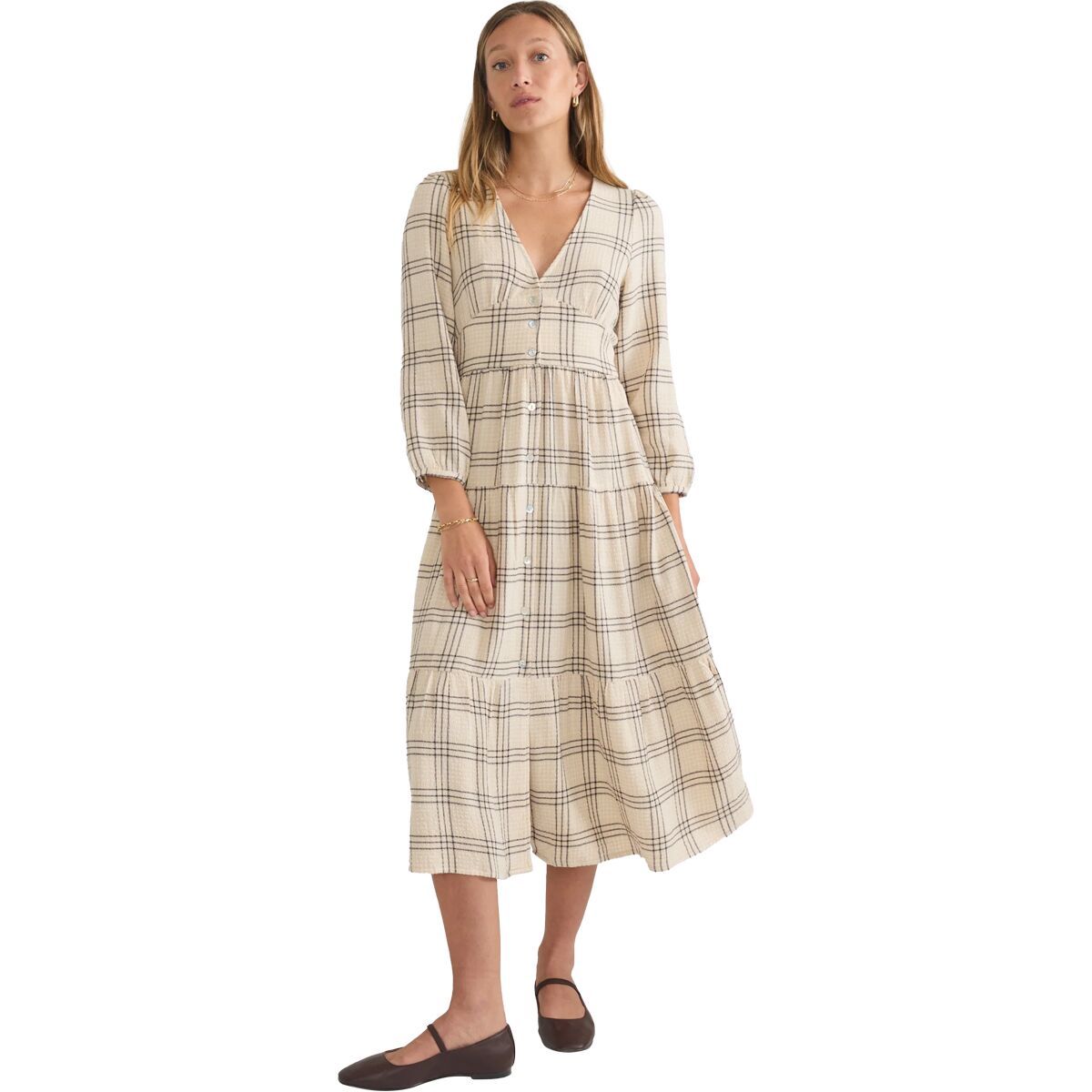 

Макси-платье Maeve Marine Layer, цвет cream windowpane
