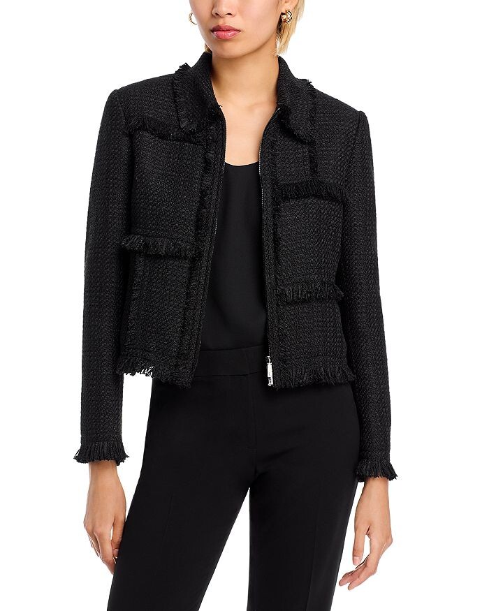 

Lafayette 148 New York Куртка в стиле пэчворк с бахромой, черный