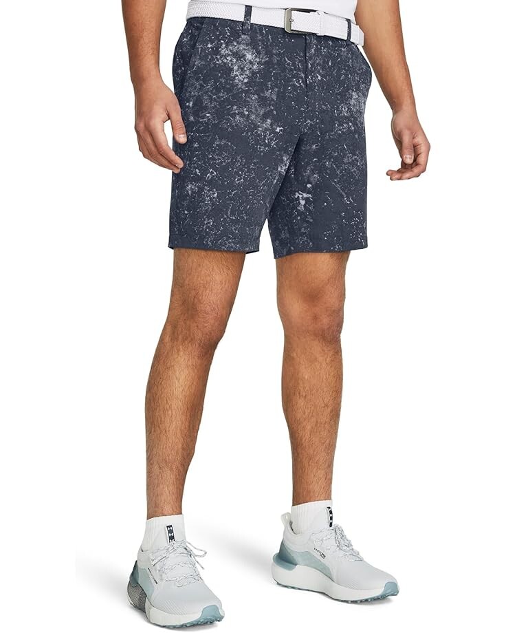 

Шорты Under Armour Golf Drive Printed Tapered Shorts, цвет Downpour Gray/Halo Gray