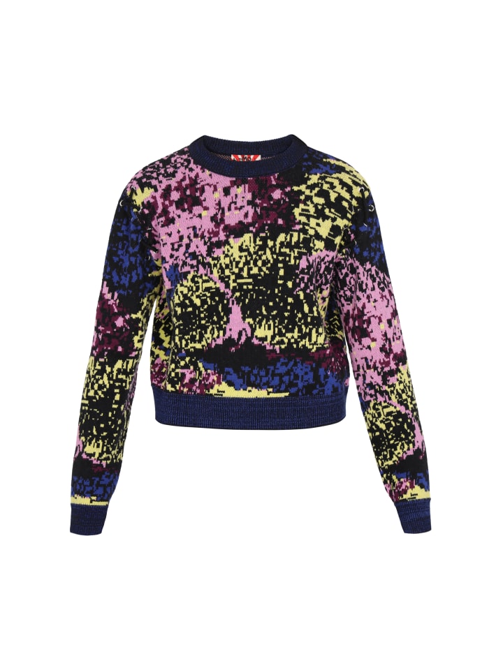 

Женский свитер черного цвета с разноцветными вставками myMo ROCKS