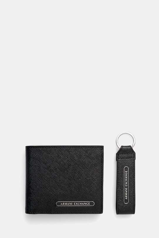 

Кожаный кошелек + брелок Armani Exchange, черный