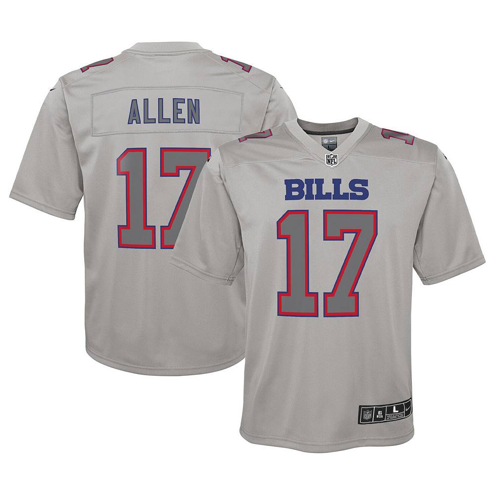 

Молодежный джерси Nike Josh Allen Grey Buffalo Bills Атмосфера игры, цвет Bil Grey