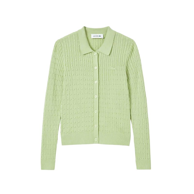 Кардиган женский LACOSTE с лацканами, серебряный серый — фото 4