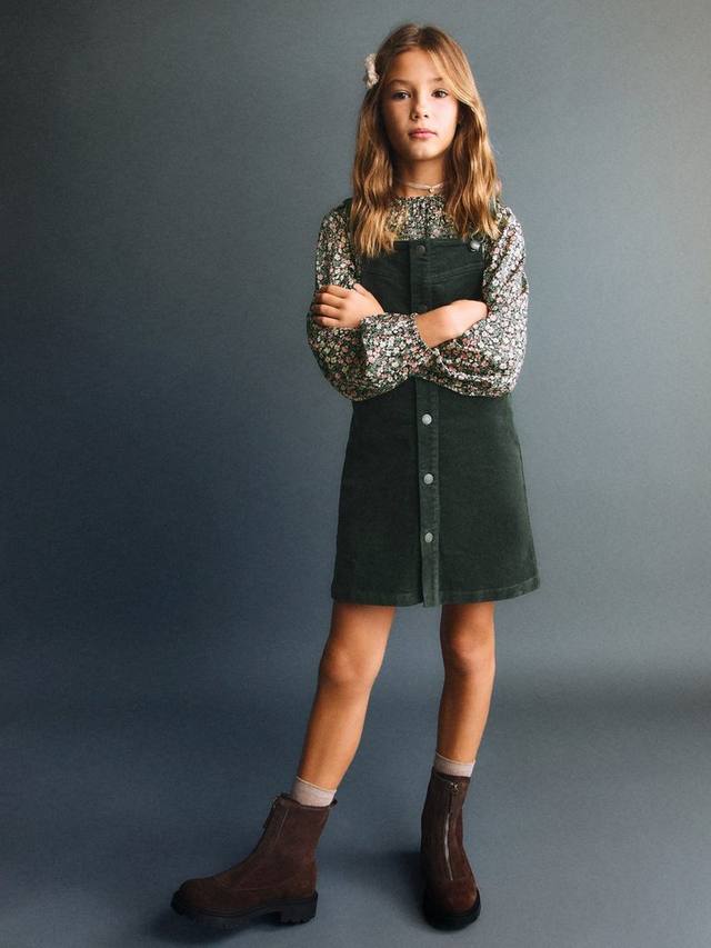 

Детское платье-сарафан Gisela из вельвета с силуэтом а-лайн Mango, Dark Green