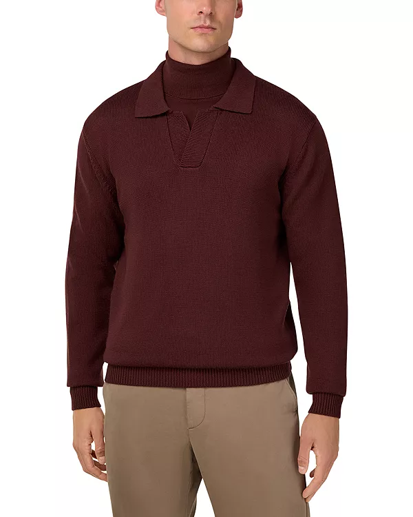 

Вязаная рубашка-поло из мериносовой шерсти Boggi Milano, красный