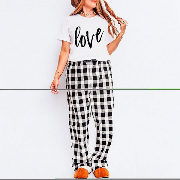 

Пижамный комплект Love Cursive в клетку Simply Sage Market