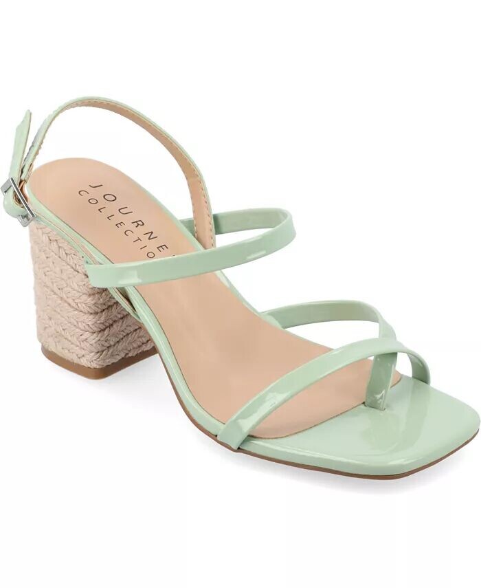 Женские босоножки Olivina Espadrille на блочном каблуке с ремешками Journee Collection, зеленый
