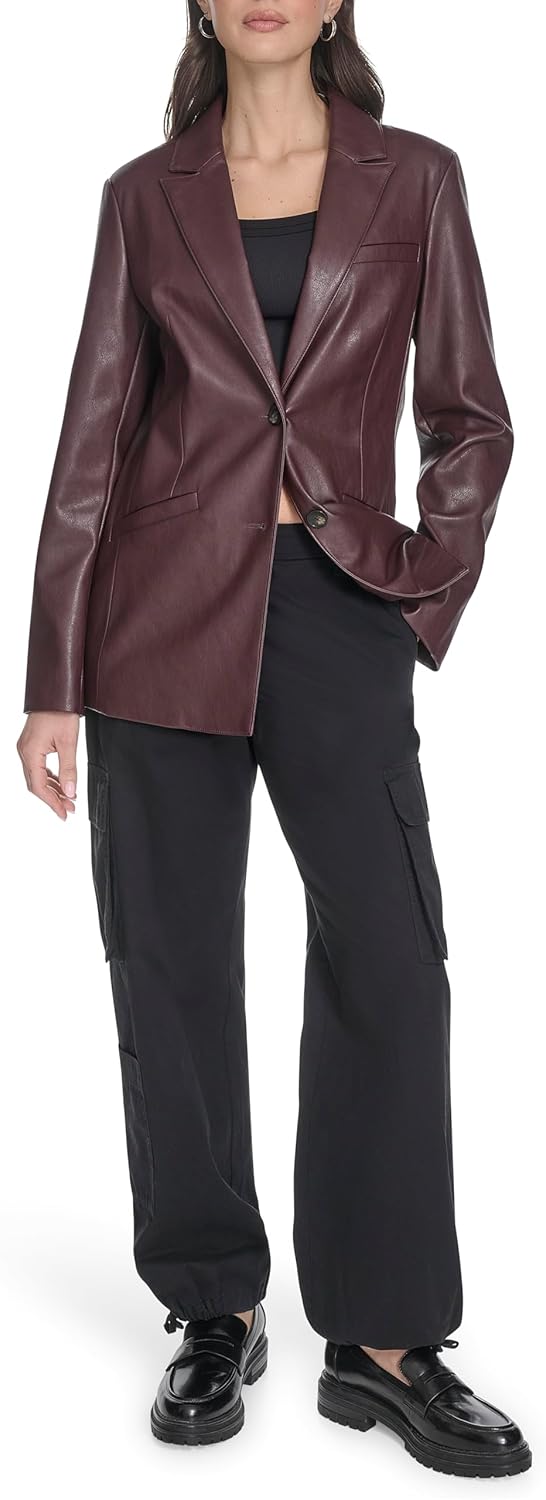 Женский однобортный пиджак Levi's из искусственной кожи, Oxblood — фото 2