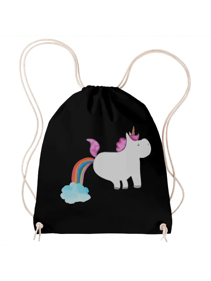 

Спортивная сумка Mr & Mrs Panda Sportbeutel Einhorn Pupsen ohne Spruch, черный