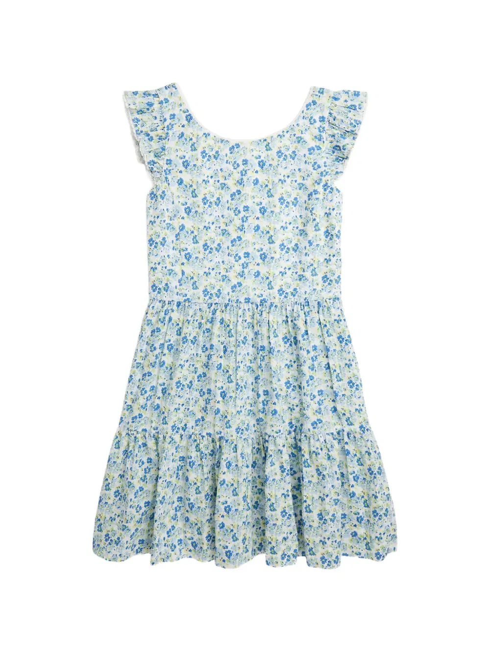 Платье с оборками и цветочным принтом Polo Ralph Lauren Kids, белый