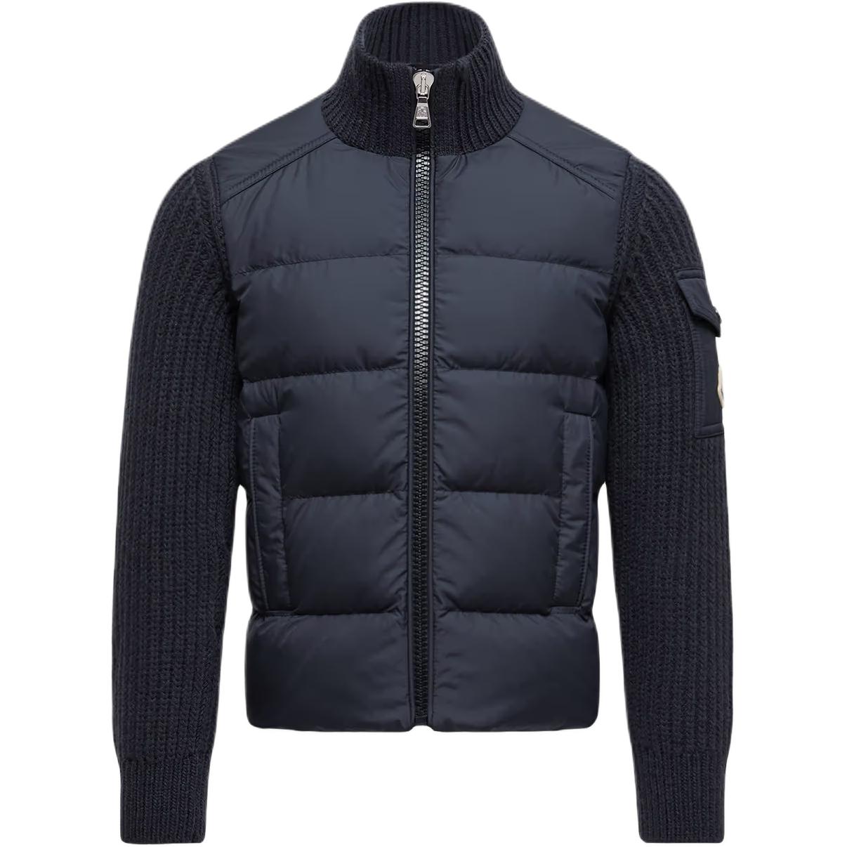 

Пуховик на молнии с утеплителем из шерсти, кардиган для детей Moncler, marine синий