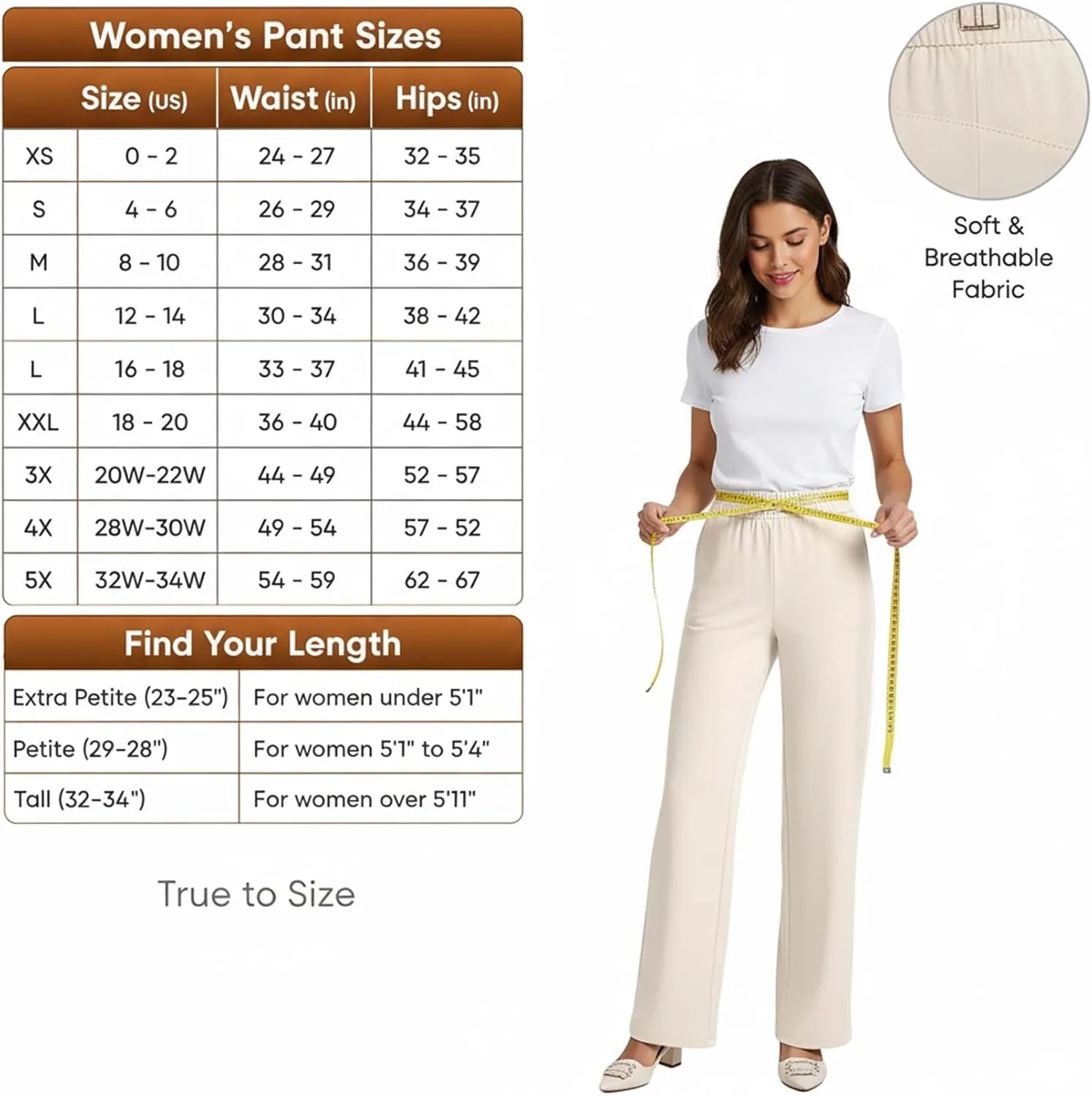 Perfect Drape High Rise Pull-On Stretch Pants - высокие эластичные брюки на резинке с идеальной драпировкой, мягкие и комфортные, женские брюки Softy Grace Generic, белый — фото 3