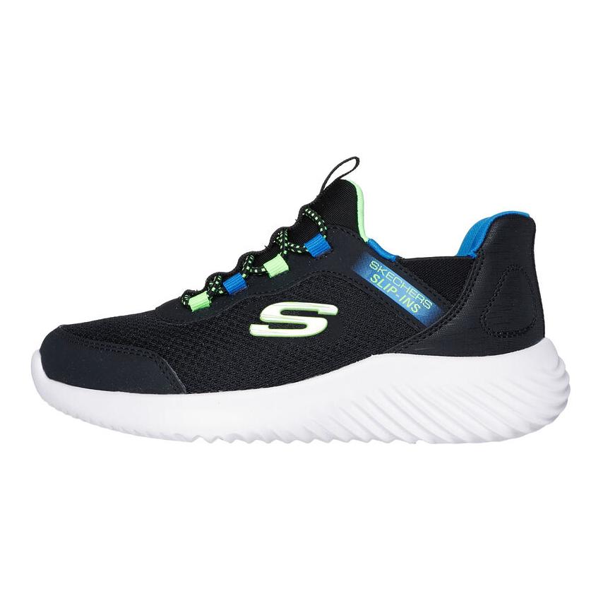 

Слипоны Skechers Bounder Brisk Burst Low Top детские беговые кроссовки черно-зеленые