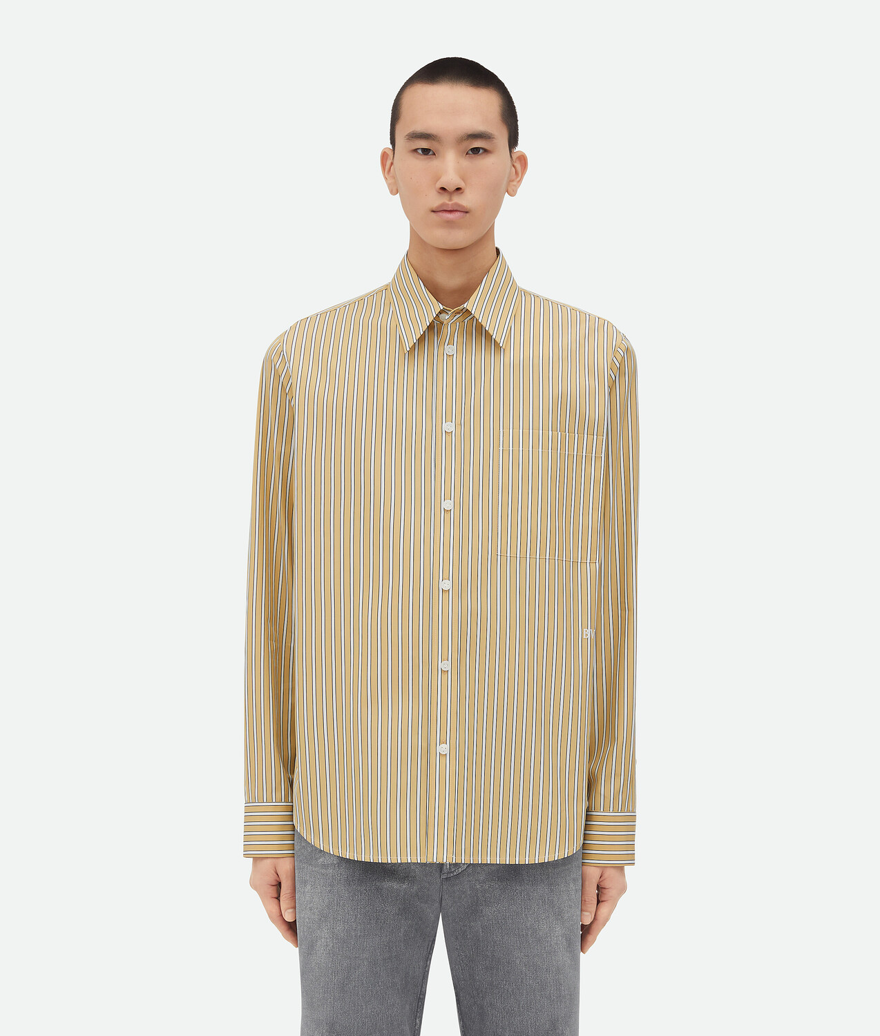 

Полосатая поплиновая рубашка Bottega Veneta, белый/желтый