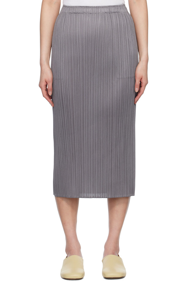 

Юбка миди Basics Pleats Please Issey Miyake, серый