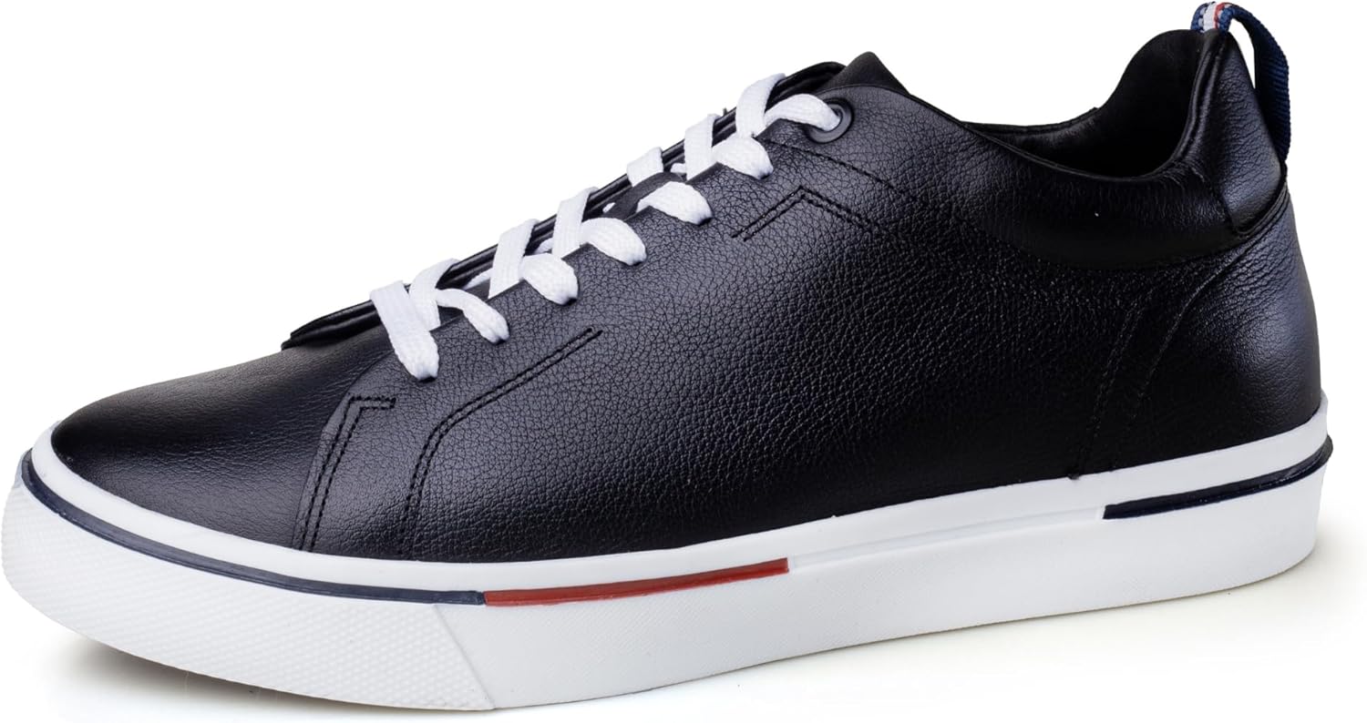 

Мужские невидимые кроссовки с подъемом Lorenzo - прибавка роста 3,15 (8 см) - натуральная кожа Lorenzo - повседневный стиль Velzani, черный