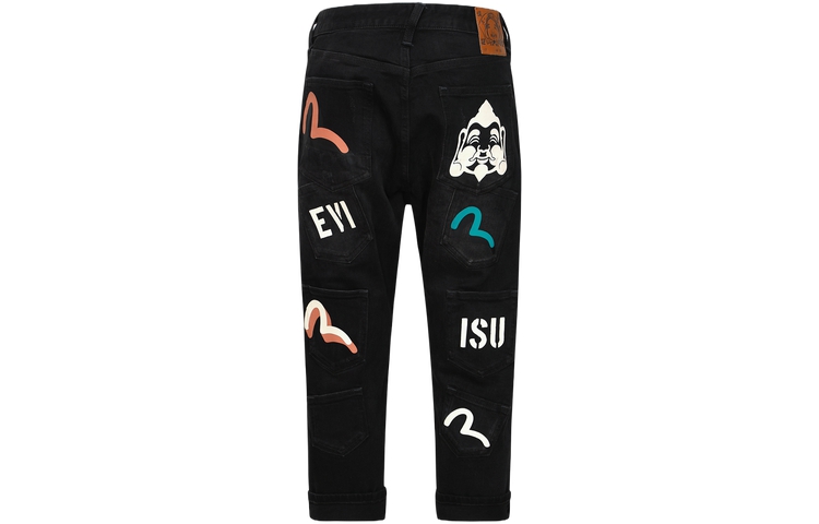 

Укороченные джинсы с логотипом EVISU, Denim Black