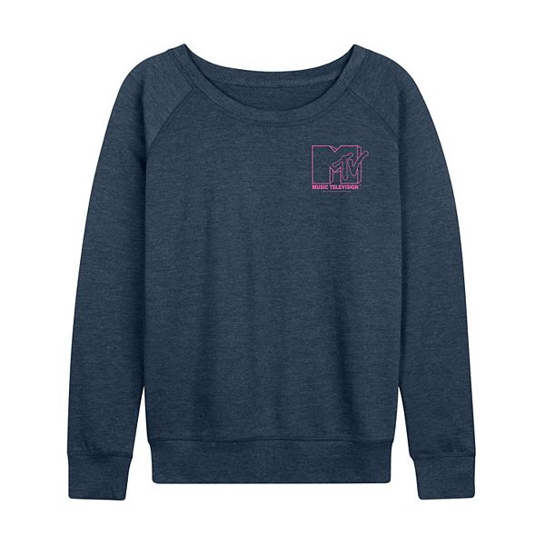 

Женская футболка с длинным рукавом mtv pink logo french terry Licensed Character, Heather Indigo