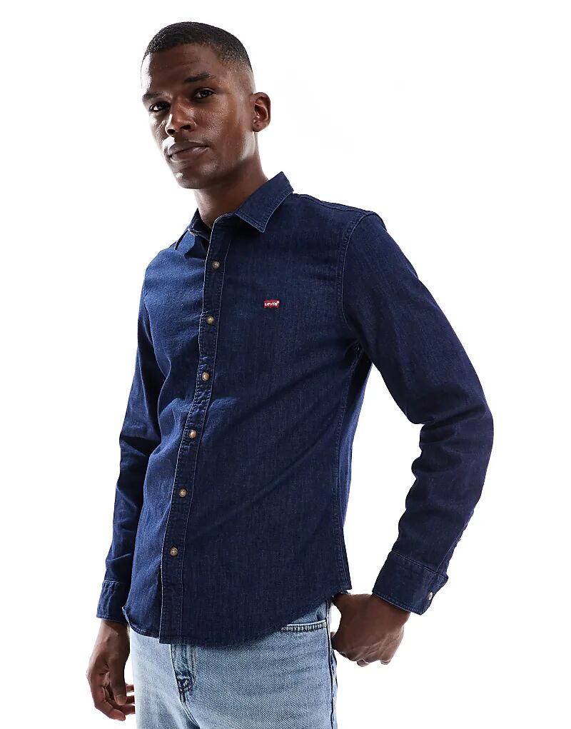 

Рубашка джинсовая Levi's Battery с логотипом «летучая мышь» облегающего кроя, темного цвета