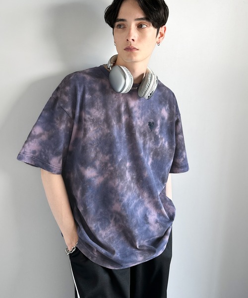 

Футболка оверсайз с вышивкой и эффектом тай-дай Classical Origin, темно-синий