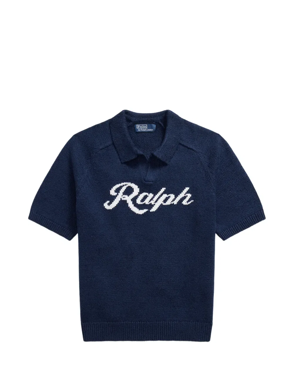 Свитер с короткими рукавами и интарсией логотипа Polo Ralph Lauren, синий