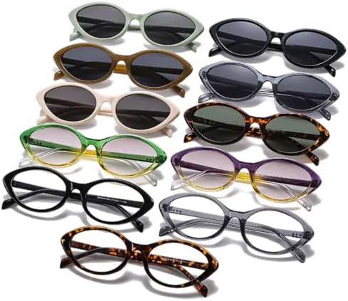 

Модные солнцезащитные очки «кошачий глаз» маленького размера для женщин, градиентные линзы UV400, винтажные заклепки, мужские солнцезащитные очки MTZJH, Black Clear