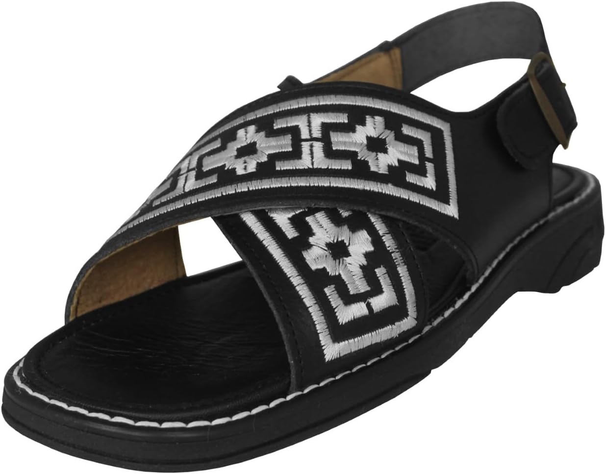 

Ковбойские профессиональные мужские сандалии P005 черные, из натуральной мексиканской кожи, открытый носок, Piteado Cowboy Professional