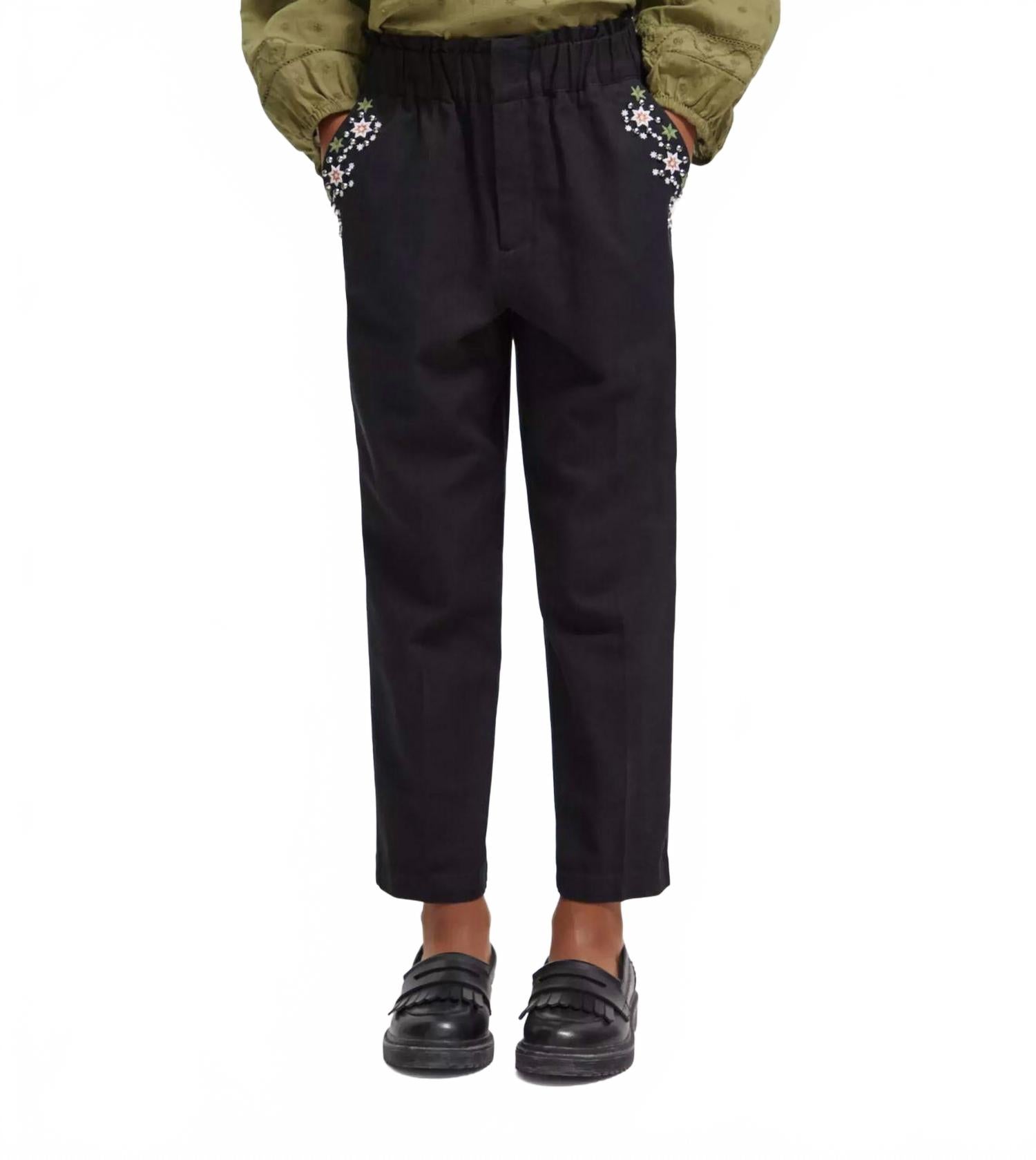 

Черные брюки с высокой посадкой и вышивкой SCOTCH & SODA