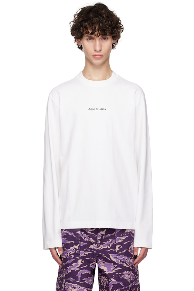 

Футболка с длинным рукавом и принтом логотипа Acne Studios, белый