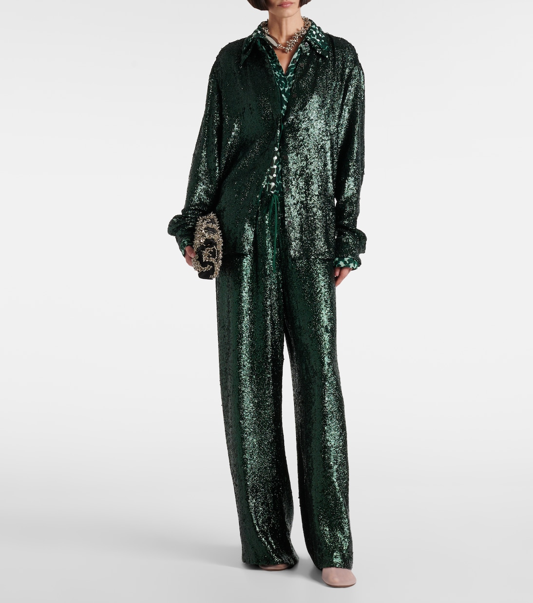 

Рубашка с пайетками Dries Van Noten, Bottle