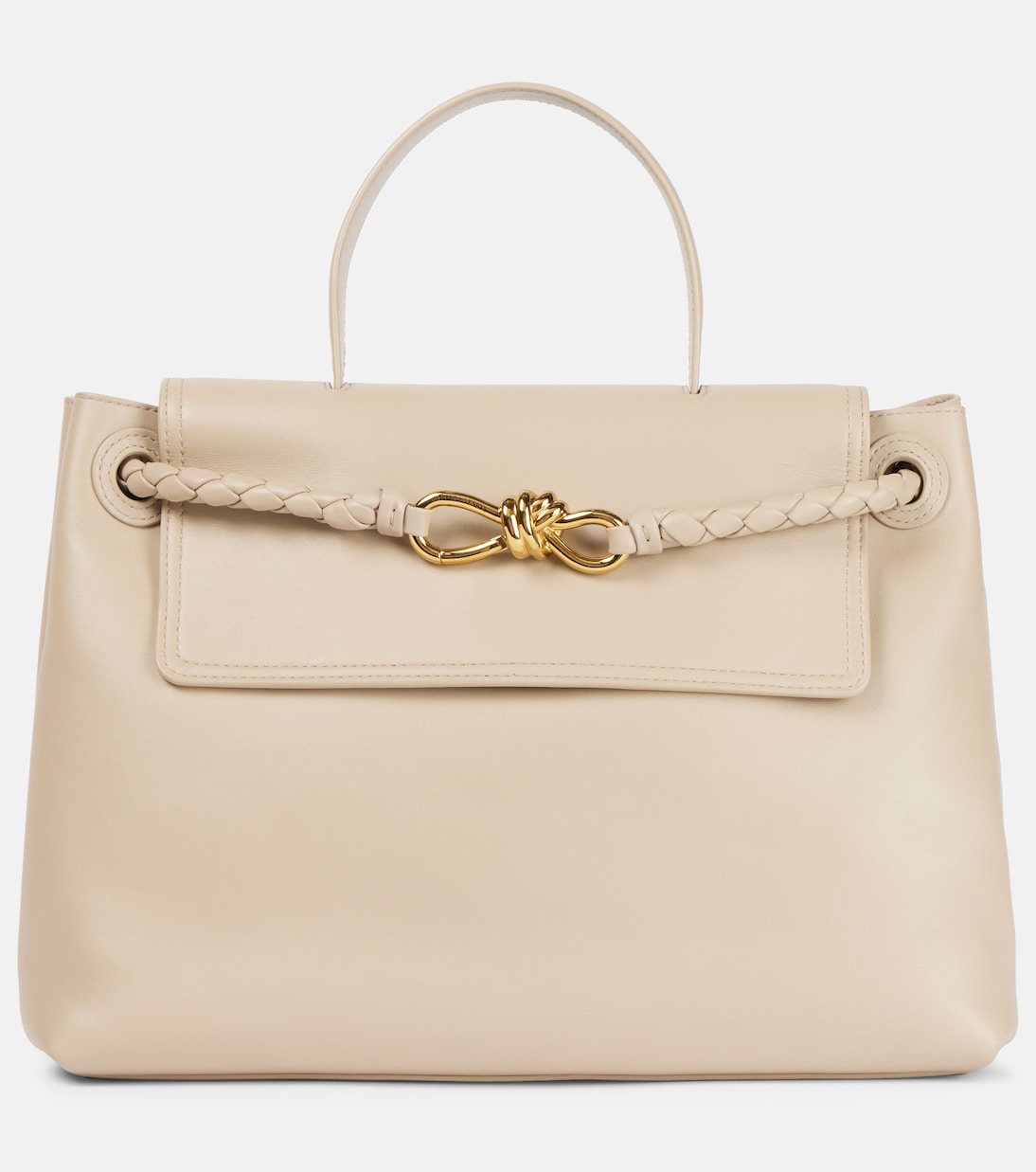 

Ciao Ciao Knot Medium кожаная сумка-тоут Bottega Veneta, Ecru-Muse Brass