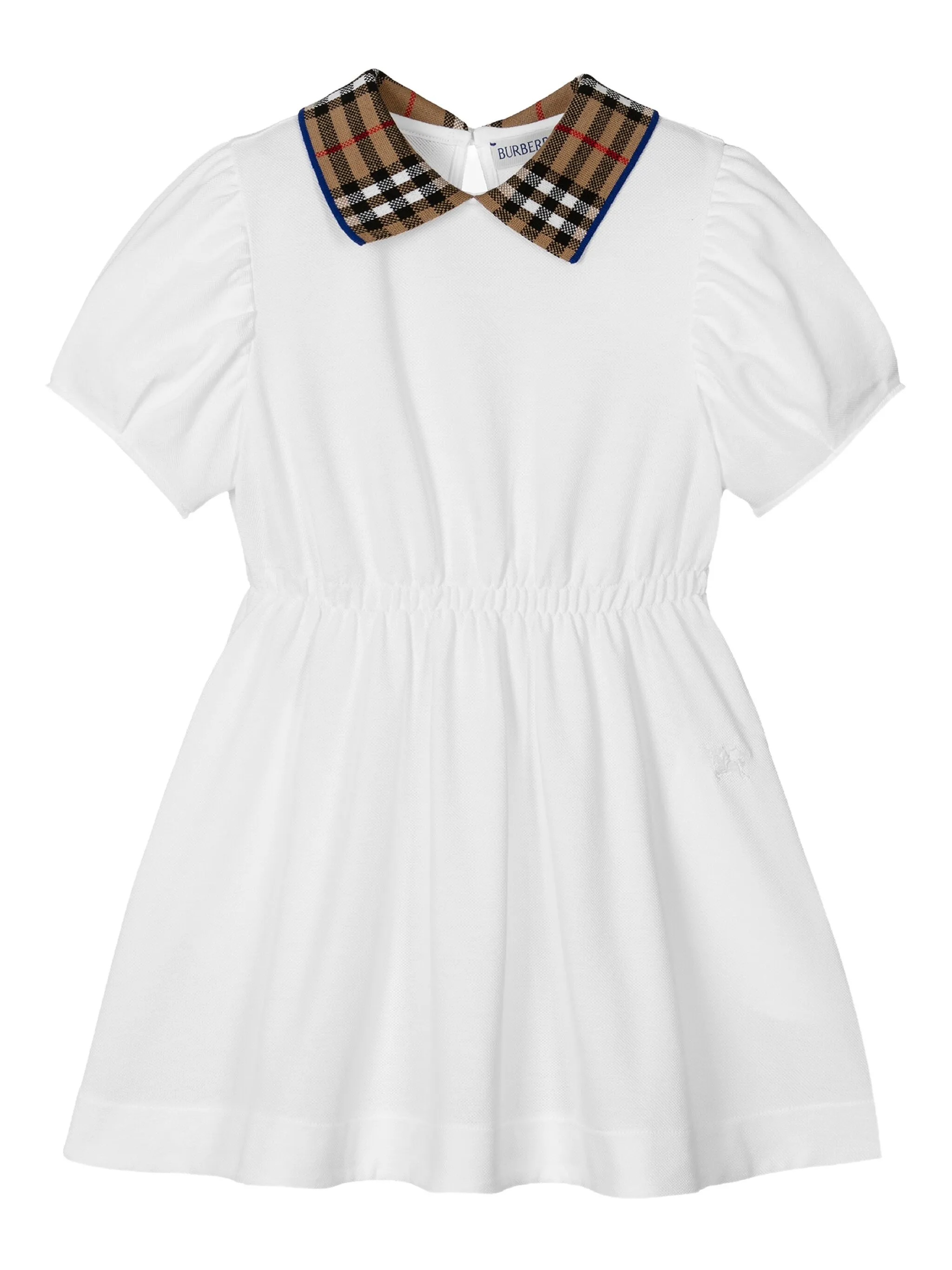 

Платье с клетчатым воротником Burberry Kids, белый