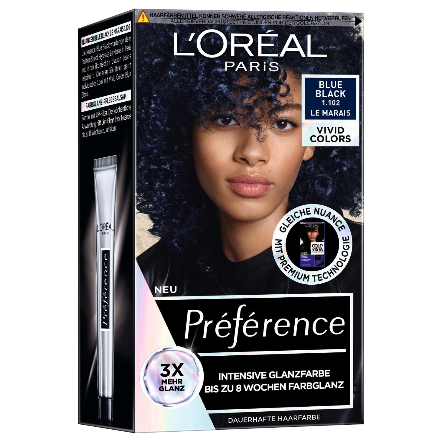 

Краска для волос preference vivid colors Loreal Paris, nr. 1.102 - blue black, количество 1 шт.