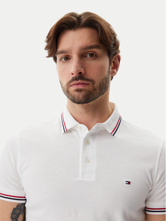 Рубашка поло облегающего кроя Tipped MW0MW37346 Tommy Hilfiger, белый — фото 4