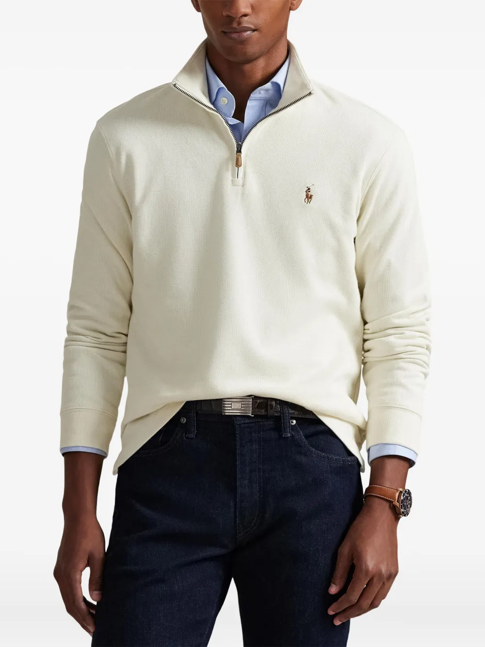 Толстовка с воротником на молнии Polo Ralph Lauren, кремовый — фото 3