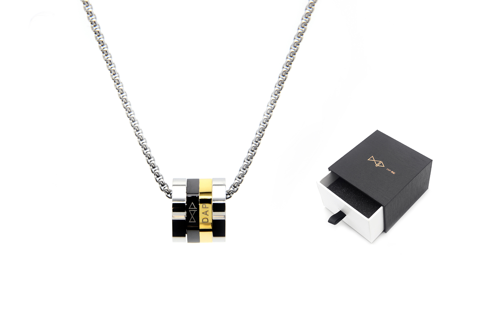 

DAP [С возможностью гравировки] Титановый стальной кулон унисекс черное золото