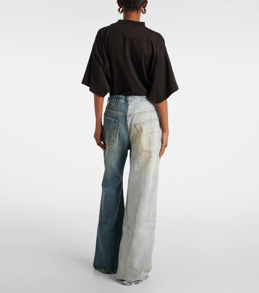 Джинсы Fifty-Fifty с низкой посадкой и широкими штанинами Balenciaga, цвет bleached + deep blue — фото 3