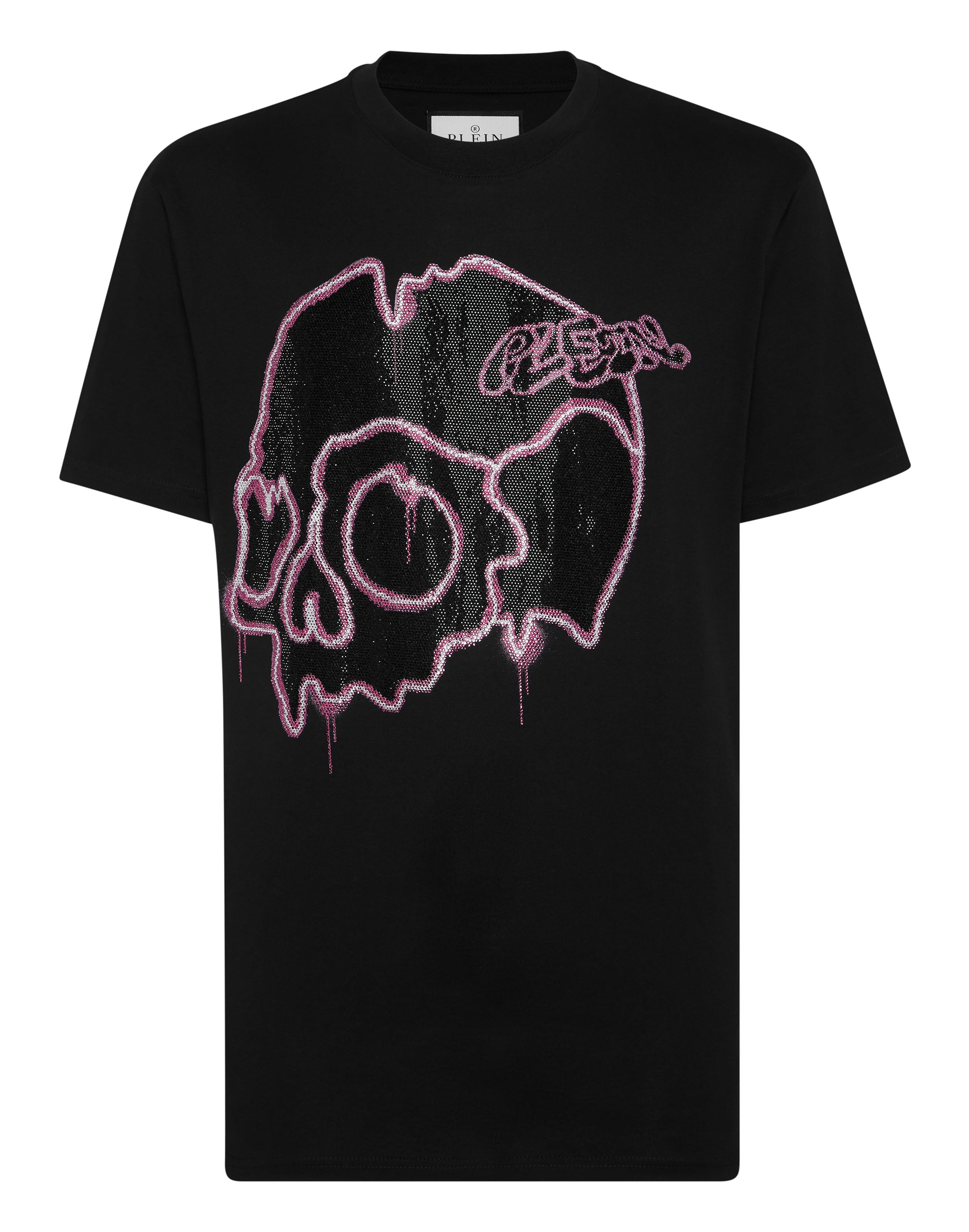 

Футболка с круглым вырезом SS со стразами Dripping Skull PHILIPP PLEIN, черный